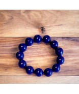 Beaded Handmade Bracelet Blue Beads Stretchy - £8.38 GBP