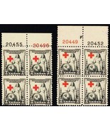 702, MNH 2¢ Red Cross Shifted Up &amp; Down Plate Blocks Errors - Stuart Katz - £39.46 GBP