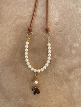 “Pearl Celebration “Swarovski Pearl/ LeatherNecklace Earrings Free Ship - $30.00