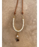 “Pearl Celebration “Swarovski Pearl/ LeatherNecklace Earrings Free Ship - £23.43 GBP