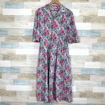 Orvis Vintage Floral Midi Shirt Dress Cinch Waist Cottagecore Casual Womens 18 - £58.42 GBP