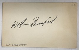 William Benedict (d. 1999) Signed Autographed Vintage 3x5 Index Card - £19.98 GBP