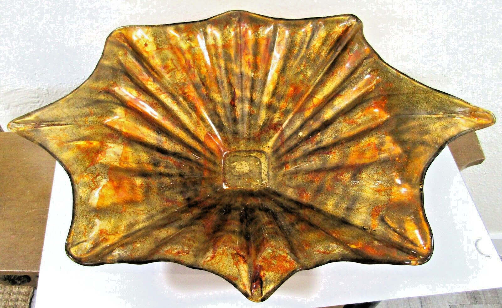 Primary image for Mid-Century Modern Extra Large Murano Gold Art Glass 25" Centerpiece Bowl