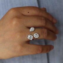 Fashion Rings Show Elegant Shiny cubic zirconia CZ OPEN finger Jewelry Womens Gi - £9.64 GBP