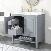 30&quot; Bathroom Vanity with Sink, Multi-functional Bathroom Cabinet with Do... - £272.63 GBP