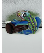 Hand Painted Metal Frog Art 8 Inch - $9.90