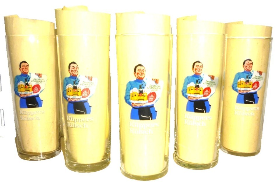 5 Kuppers Kolsch Cologne Left Kobes German Beer Glasses - $39.95