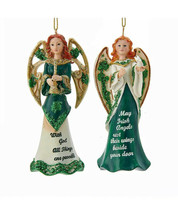 Kurt S. Adler Set Of 2 Resin Irish Angels w/SAYINGS Christmas Ornaments - £15.54 GBP