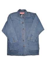 Vintage Levis Dockers Coat Womens XL Denim Chore Jacket Mid Length Barn - £34.60 GBP