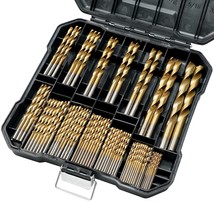 99 Pcs Titanium Coated Drill Bit Set, High Speed Steel, Twist Drill Bit ... - £31.44 GBP