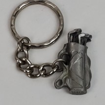 Vintage 1975 Pewter Golf Bag w/ Clubs Pendant Keychain Collectible - £9.94 GBP