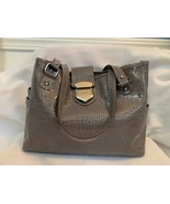 LIZ CLAIBORNE Gray Patent Leather Croc Shoulder Bag - £28.84 GBP