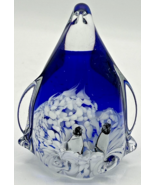 GiftCo Inc. Decorative Art Glass Penguin Snowy Scene Paperweight SKU PB206 - £18.37 GBP