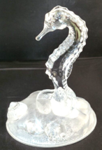 Vintage Cristal D&#39;Arques Crystal Seahorse Figurine On Frosted Shell Base 6&quot; - £22.16 GBP