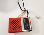 Sanyo RP 1250 Pocket AM Transistor Radio w/ Headphone Red Vtg WORKS - $24.18