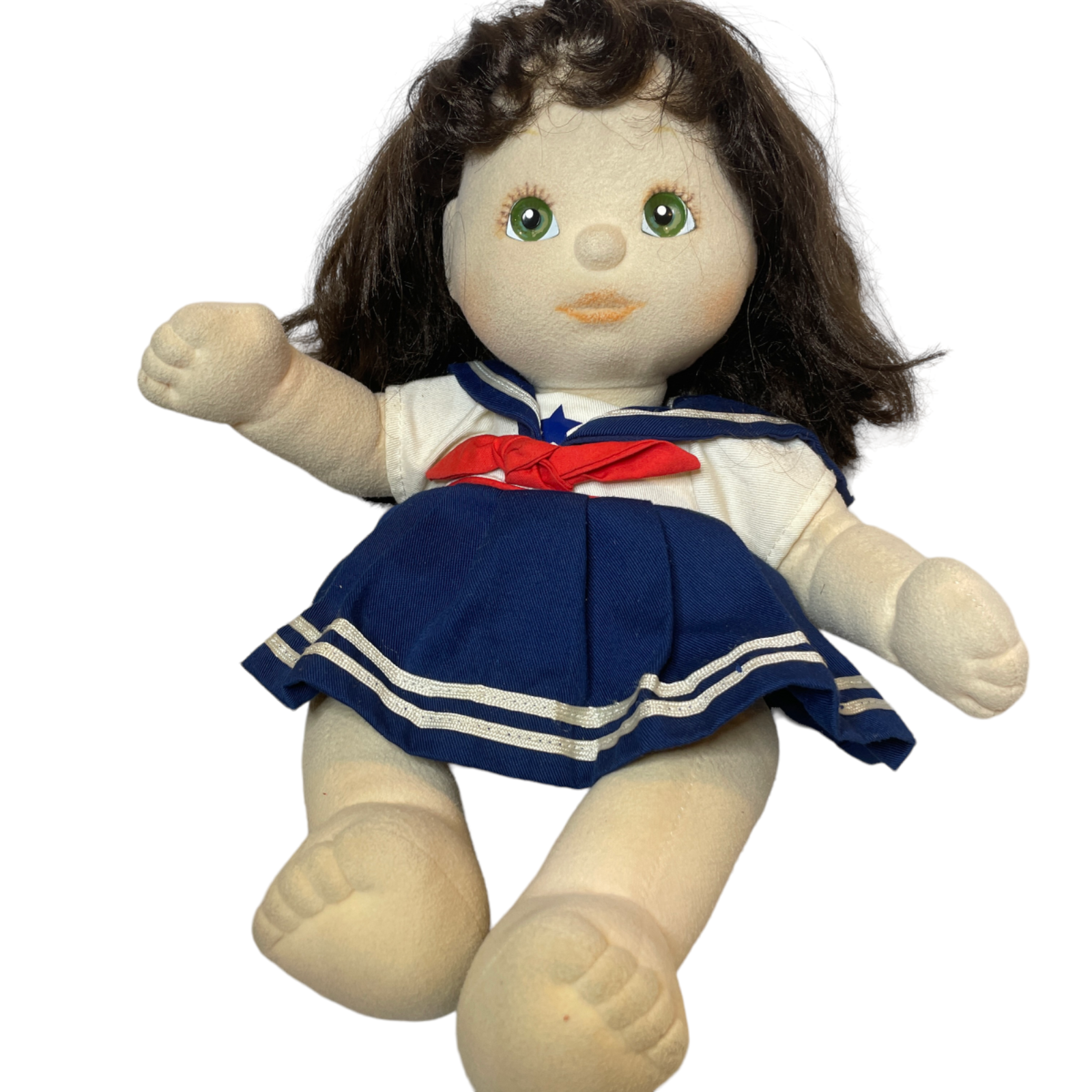 Primary image for Vintage Mattel My Child Doll Brunette Green Eyes Long Hair Sailor Dress 1985 EUC