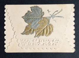 My Christmas Wish Greeting Card Gold Silver Embossed Leaves c1910s Coghl... - $9.99