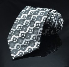 CROFT &amp; BARROW Hand Made 100% Silk Tie Men&#39;s  Black &amp; White  Geometric Necktie - £9.13 GBP