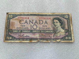 BANK OF CANADA 1954 $10 TEN DOLLARS NOTE. Prefix. D/V Beattie &amp; Rasminsky - £5.47 GBP