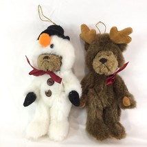2 Kurt S Adler Plush Teddy Bear In Snowman Reindeer Costume Ornaments Jointed - £22.56 GBP