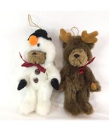 2 Kurt S Adler Plush Teddy Bear In Snowman Reindeer Costume Ornaments Jo... - £22.59 GBP