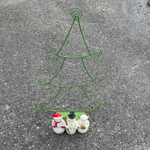 Hallmark Christmas Tree Wire Greeting Card Holder w/3 Snowmen - £8.50 GBP