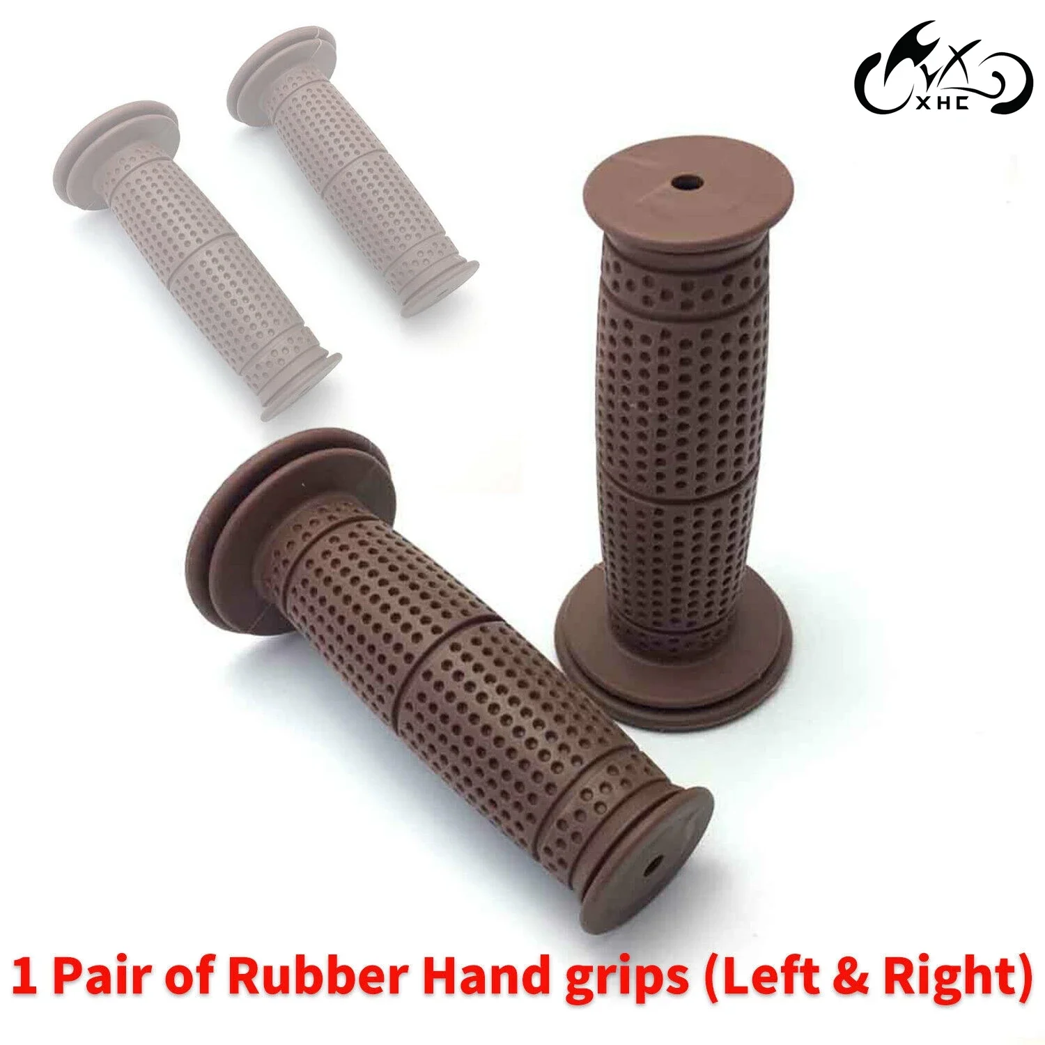 Motorcycle Brown Rubber Retro 1&quot; 7/8&quot; Handlebar Front Hand Grips Fits For Harley - £19.55 GBP