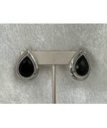 Onyx &amp; Silver Teardrop Pierced Earrings - $374.75 MXN