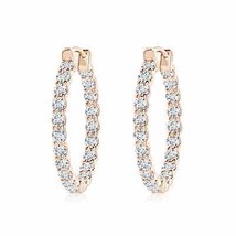 ANGARA Lab-Grown Diamond Inside Out Hoop Earrings in 14K Gold (2.3mm, 2.17 Ct) - £2,229.18 GBP