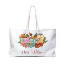 Personalised Weekender Bag, Teacher, Retro Floral, awd-t07 - £39.20 GBP