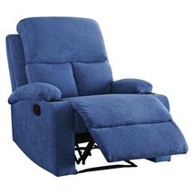 ACME Rosia Fabric Upholstered Motion Recliner with Pillow Top Armrest in Blue - £356.24 GBP