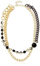 Daniela Swaebe 18K Gold Black Rhodium-Plated Ball Chain Ombre Statement Necklace - £20.08 GBP
