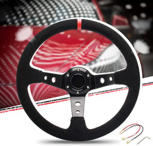 14&quot; 350Mm Deep Steering Wheel,Dish 6 Bolt with for Sport Racing Steering Suede - £94.97 GBP