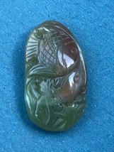 Exquisitely Carved Green w Rust Carved Two Ocean Fish Stone Pendant or O... - $29.77