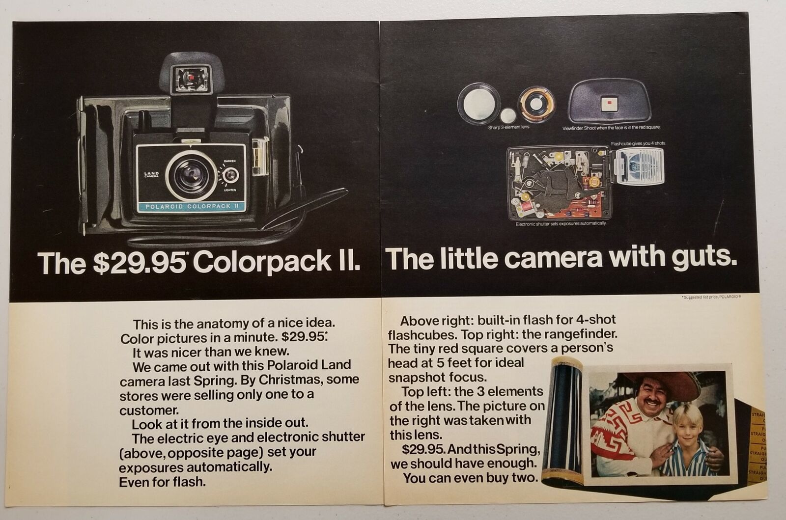 1970 Print Ad Polaroid Colorpack II Instant Land Cameras Little with Guts - $12.85