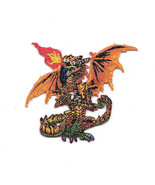 Red Flaming Dragon Figure Die-Cut Embroidered Patch, NEW UNUSED - $148.14 MXN
