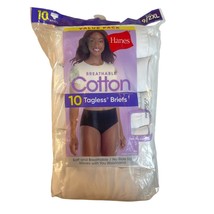 Hanes  Pkg of 10 Pair 100 % White Cotton Briefs Panties Sz 9 NEW Sealed ... - $21.99