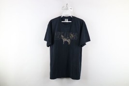 Vtg Streetwear Mens Large Thrashed Spell Out Wolf Arkansas Natural State T-Shirt - £23.32 GBP