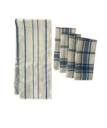 Unbranded Vintage Blue Stripe Table Linens Set 4 Napkins Towel Cotton Fa... - $19.80