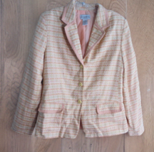 Vintage Jaclyn Smith Womens Sz 10 Peach Striped Fancy Lined Blazer Jacket Career - £9.27 GBP