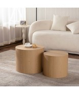 Nesting Coffee Table Set 2 Round Wooden Small Space Living Room Tables - $4,073.97 MXN