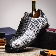 Hand painted big block alligator scales Sneaker Shoes Saulo Newspaper / Black image 9