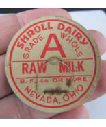RARE SHROLL DAIRY Upper Nevada, Ohio Cardboard Milk Bottle Cap Drums - $63.99