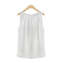 N chiffon white blouses womens tops and blouses pleated blouse sleeveless chiffon shirt thumb200