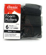 ANNIE JUMBO 1-1/2" FOAM HAIR ROLLERS - BLACK - 6 PCS. (1065) - $11.25 CAD