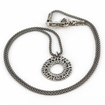 Retired Silpada Sterling Popcorn Chain Small Circle Pendant Necklace N1501 - £18.65 GBP