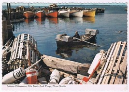 Postcard Lobster Fisherman His Boats &amp; Traps Nova Scotia - $2.13