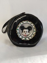 RARE Vintage Disney Parks Mickey Mouse Head Black Vinyl Zippered Souvenir Purse - £31.64 GBP