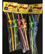RARE Vintage Animal Silly Straws Hartin International Bear Duck Monkey E... - €19,42 EUR