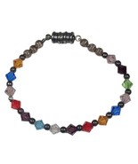beaded bracelet Magnetic Closure Colored Plastic Beads Colorful Thin Sma... - £4.30 GBP